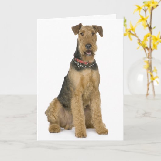 Happy Birthday Airedale Terrier Puppy Dog Card Kaart (Gele Bloem)