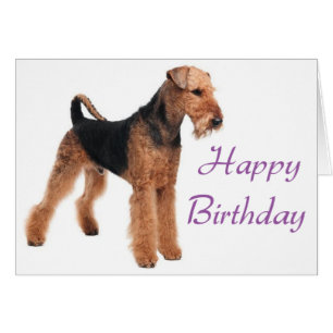 Happy Birthday Airedale Terrier Puppy Dog Paars