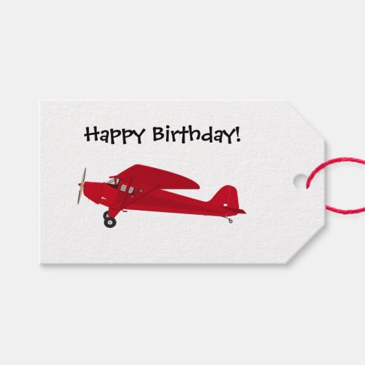 Happy Birthday  Airplane Gift Labels Cadeaulabel (Voorkant (Horizontaal))