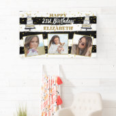 Happy Birthday Al Age Foto Collage Black Gold Spandoek (Insitu)