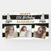 Happy Birthday Al Age Foto Collage Black Gold Spandoek (Horizontaal)