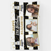 Happy Birthday Al Age Foto Collage Black Gold Spandoek (Verticaal)