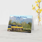 Happy Birthday: Alaska Railroad en bergen Kaart (Gele Bloem)