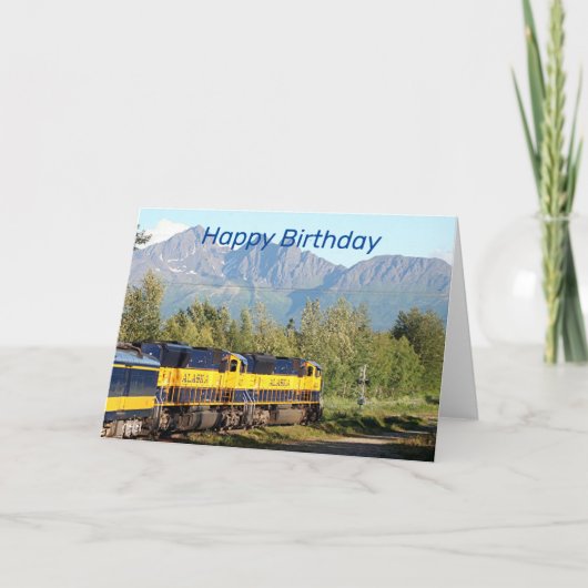 Happy Birthday: Alaska Railroad en bergen Kaart (Voorkant)