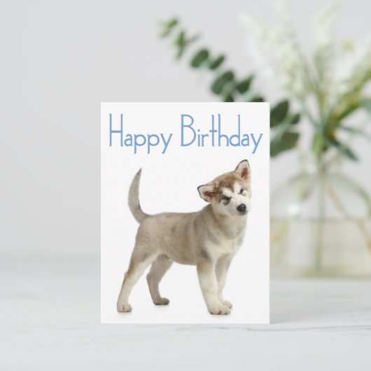Happy Birthday Alaskan Malamute Puppy Dog Briefkaa Briefkaart (Staand voorkant)