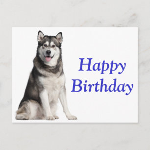 Happy Birthday Alaskan Malamute Puppy Dog Card Briefkaart