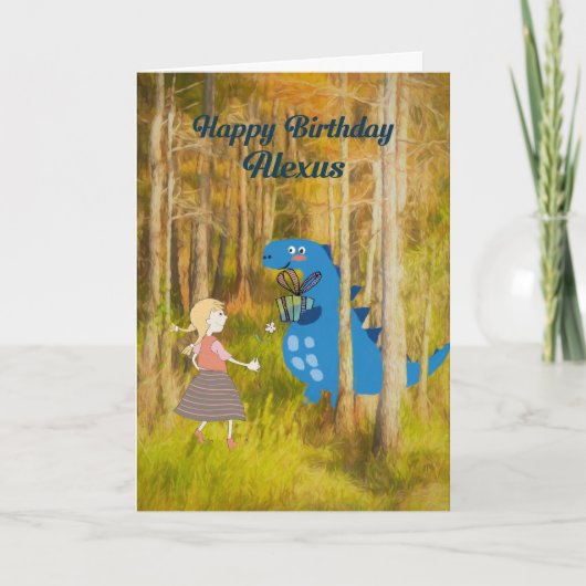 Happy Birthday Alexus Kaart met Dinosaur (Voorkant)
