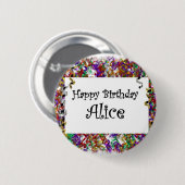 Happy Birthday Alice Ronde Button 5,7 Cm (Voorkant /achterkant)