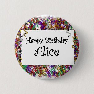 Happy Birthday Alice Ronde Button 5,7 Cm
