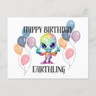 "Happy Birthday" Alien Briefkaart