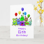 Happy Birthday Alien Party Kaart (Gele Bloem)