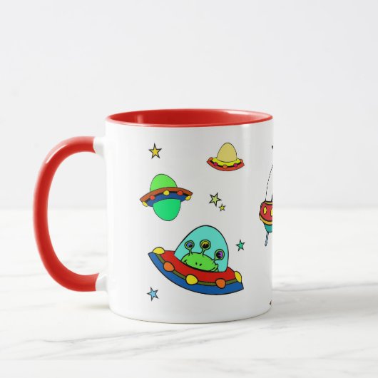Happy Birthday Alien Ship Cup Aangepaste koffie Mo Mok (Links)