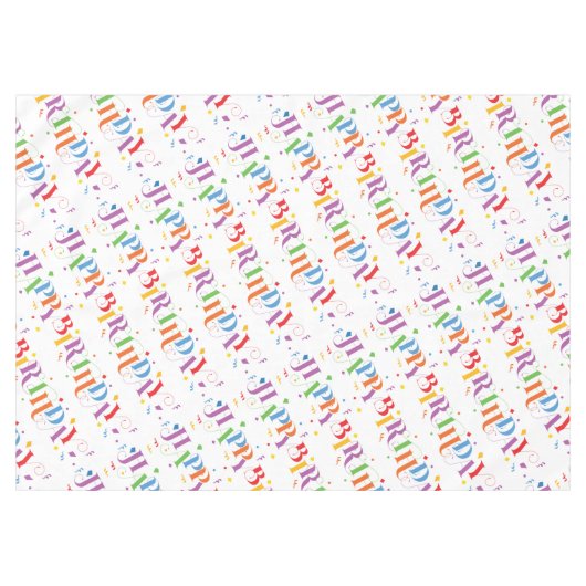 Happy Birthday All-Over Print Tafelkleed (Voorkant (Horizontaal))