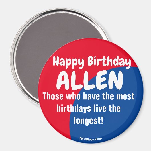 Happy Birthday ALLEN magnet (Voorkant / Achterkant)