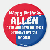 Happy Birthday ALLEN magnet (Voorkant)