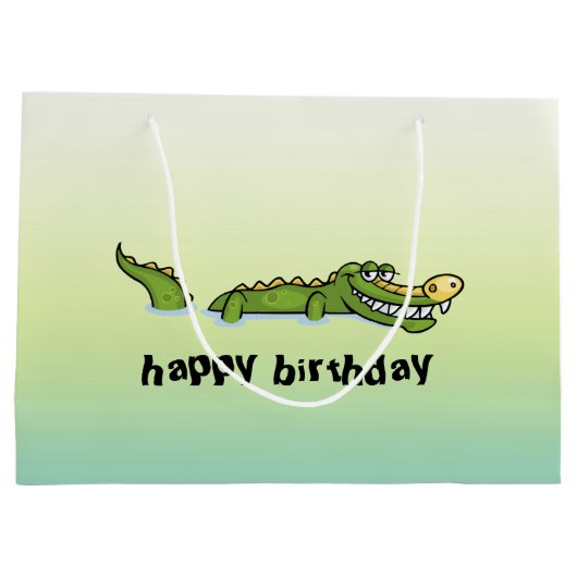 Happy Birthday Alligator Large Cadeautasje (Achterkant)