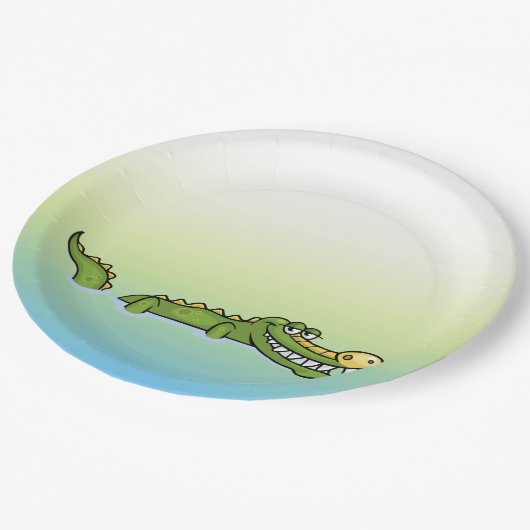 Happy Birthday Alligator Papieren Bordje (Gekanteld)