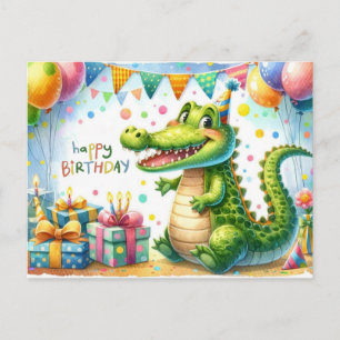 Happy Birthday Alligator Party Kaart