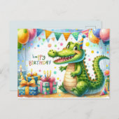 Happy Birthday Alligator Party Kaart (Voorkant / Achterkant)