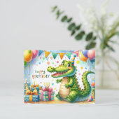 Happy Birthday Alligator Party Kaart (Staand voorkant)