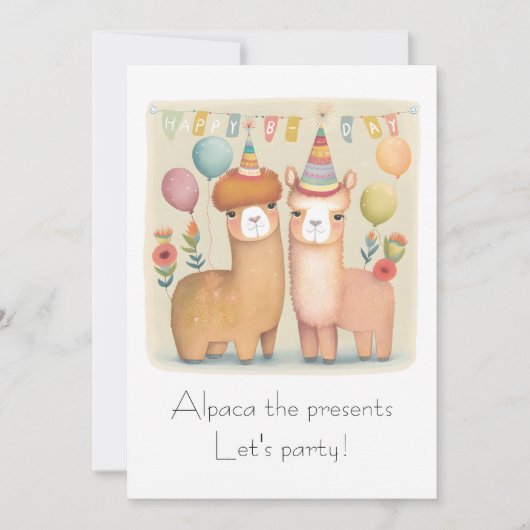 Happy Birthday Alpacas Birthday Kaart (Voorkant)