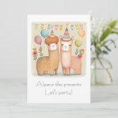 Happy Birthday Alpacas Birthday Kaart (Staand voorkant)