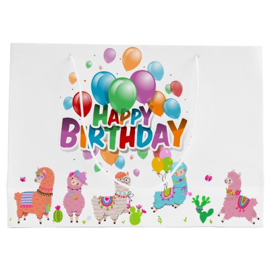 Happy Birthday Alpacas Groot Cadeauzakje (Achterkant)