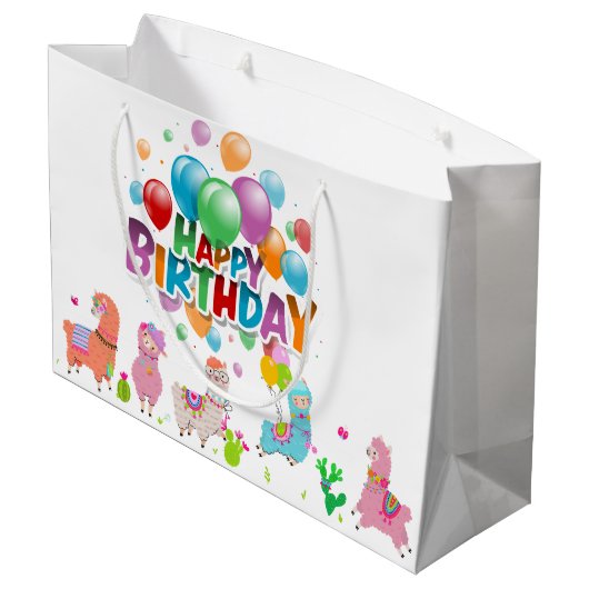 Happy Birthday Alpacas Groot Cadeauzakje (Achterkant Gekanteld)