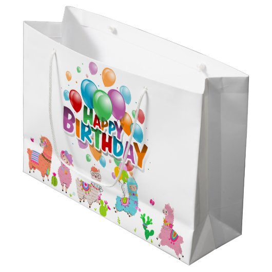 Happy Birthday Alpacas Groot Cadeauzakje (Voorkant Gekanteld)
