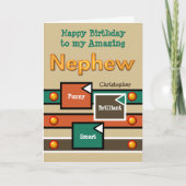 Happy Birthday Amazing Nephew brown and oranje Kaart (Voorkant)