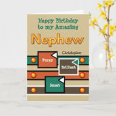 Happy Birthday Amazing Nephew brown and oranje Kaart (Gele Bloem)