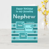 Happy Birthday Amazing Nephew turquoise green Kaart (Gele Bloem)