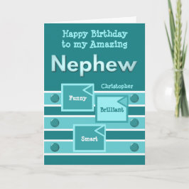 Happy Birthday Amazing Nephew turquoise green Kaart