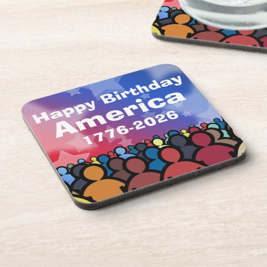 Happy Birthday America 1776 to 2026 Bier Onderzetter (Linkerzijde)