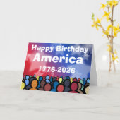 Happy Birthday America 1776 to 2026 Kaart (Gele Bloem)