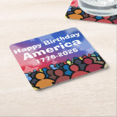 Happy Birthday America 1776 to 2026 Kartonnen Onderzetters (Schuin)
