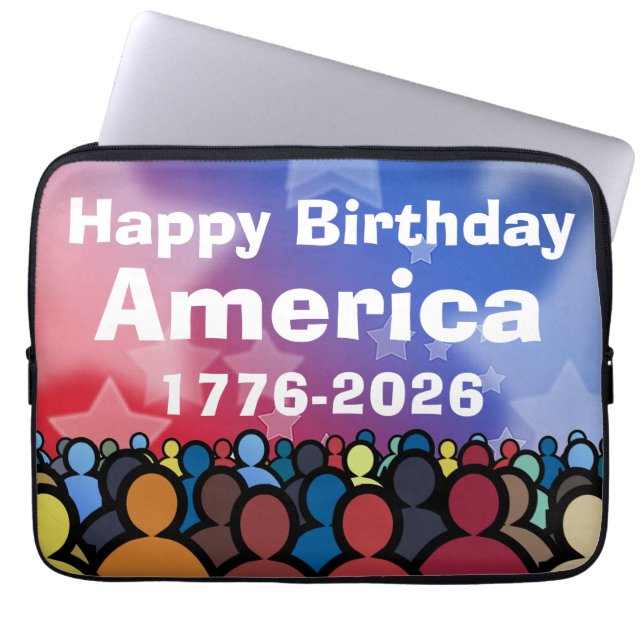 Happy Birthday America 1776 to 2026 Laptop Sleeve (Voorkant)