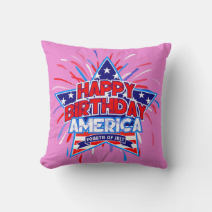 Happy Birthday America 4 juli Independence PINK Kussen