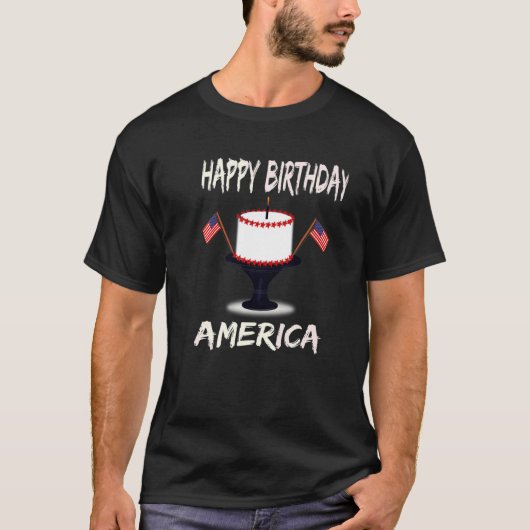 Happy Birthday America American Birthday Cake App T-shirt (Voorkant)