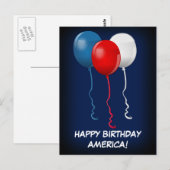 Happy Birthday America (ballonnen) Briefkaart (Voorkant / Achterkant)