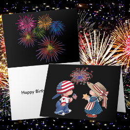 Happy Birthday America Black Greeting Kaart