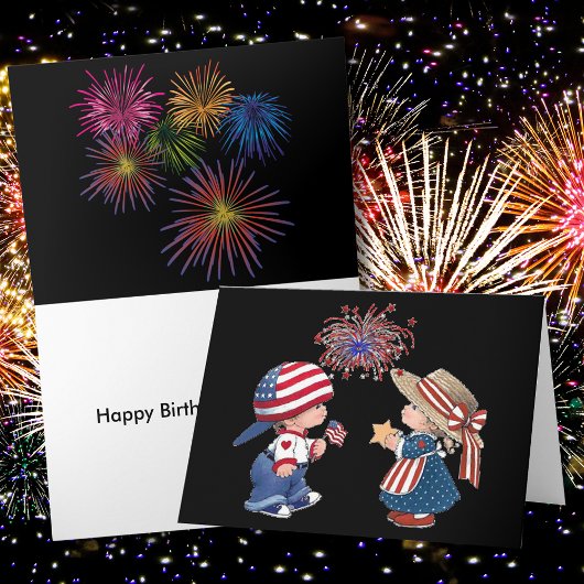  Happy Birthday America Black Greeting Kaart
