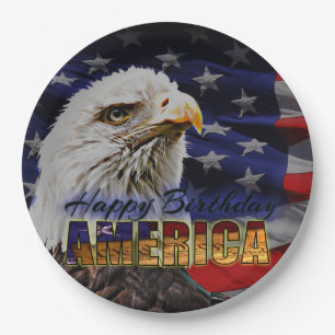 Happy Birthday America, Eagle BG - Papieren Borden Bordje