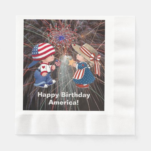  Happy Birthday America Luncheon Napkin Servet (Voorkant)