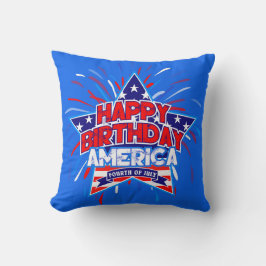 Happy Birthday America op 4 juli Independence BLUE Kussen