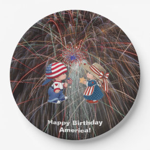  Happy Birthday America Papieren Borden Bordje