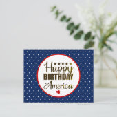 Happy Birthday America, Patriotic Red White en Blu Briefkaart (Staand voorkant)