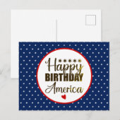 Happy Birthday America, Patriotic Red White en Blu Briefkaart (Voorkant / Achterkant)