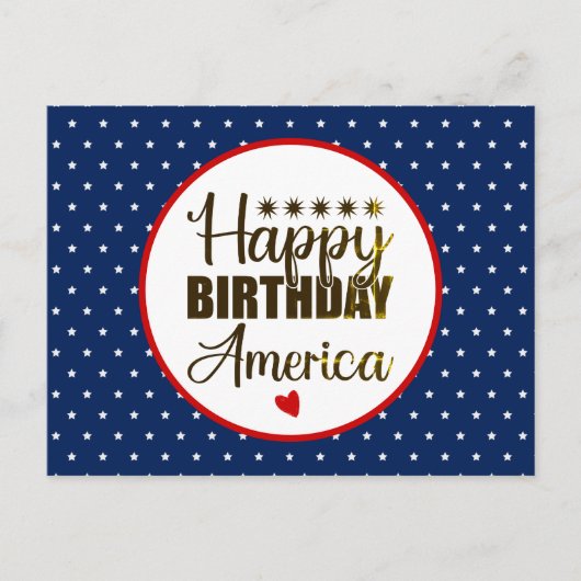 Happy Birthday America, Patriotic Red White en Blu Briefkaart (Voorkant)