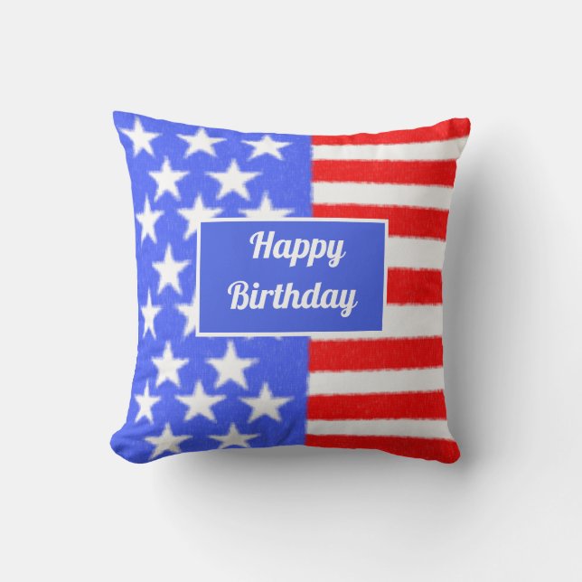 Happy Birthday America personaliseren Kussen (Voorkant)